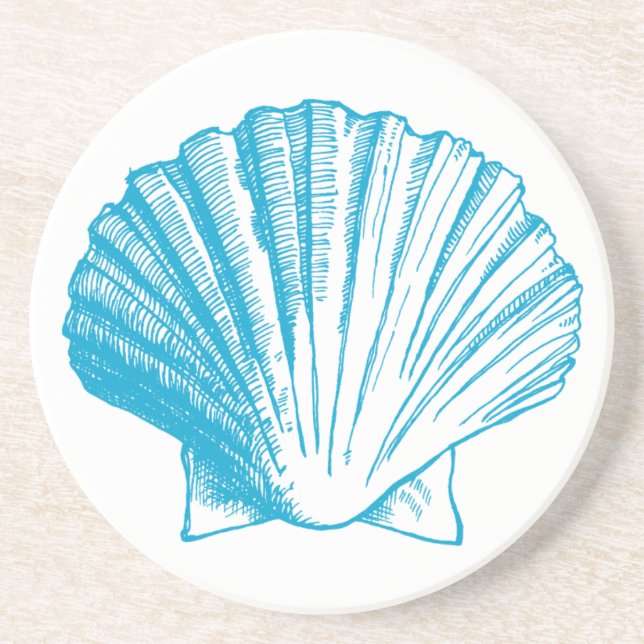 Ocean Blue Seashell Coaster (Front)