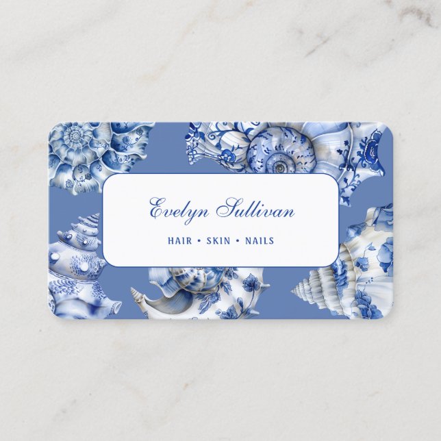Ocean blue seashells business card (Front)