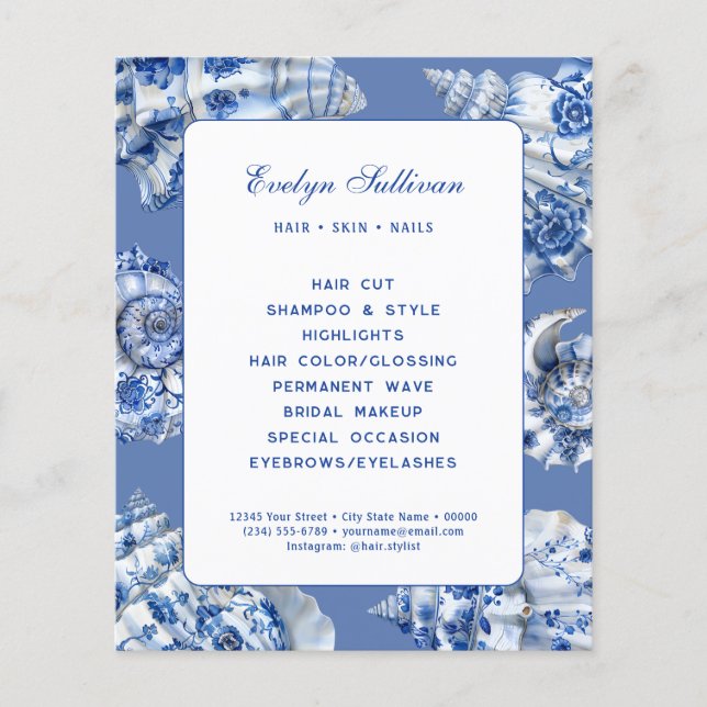 Ocean blue seashells flyer (Front)