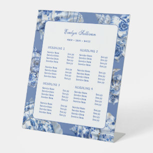 Ocean Blue Seashells Price List Pedestal Sign