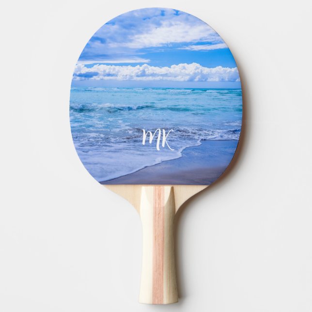 Ocean Blue Sky Clouds Custom Ping Pong Paddle (Front)
