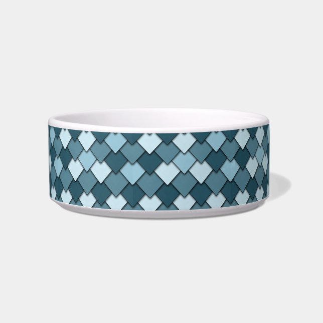Ocean Blue Square and Diamond Pattern  Bowl (Front)