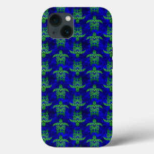Ocean Blue Tribal Green Sea Turtles iPhone 13 Case