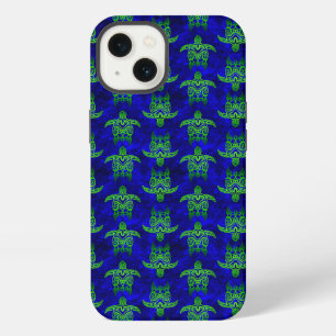 Ocean Blue Tribal Green Sea Turtles iPhone 13 Case