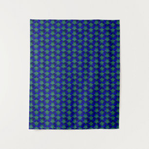Ocean Blue Tribal Green Sea Turtles Tapestry