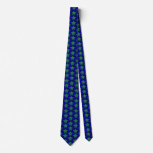 Ocean Blue Tribal Green Sea Turtles Tie