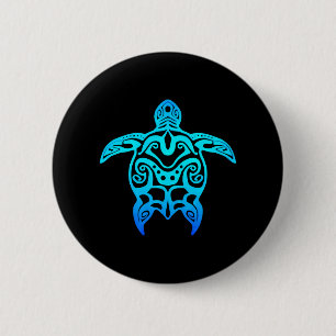 Ocean Blue Tribal Hawaiian Sea Turtle 6 Cm Round Badge