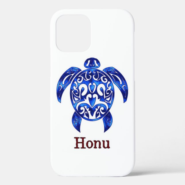 Ocean Blue Tribal Hawaiian Sea Turtle Case-Mate iPhone Case (Back)