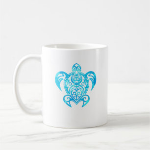 Ocean Blue Tribal Hawaiian Sea Turtle   Coffee Mug