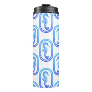 Ocean Blue Tribal Island Seahorse Thermal Tumbler