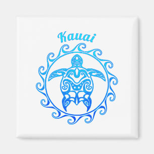 Ocean Blue Tribal Turtle Kauai Magnet