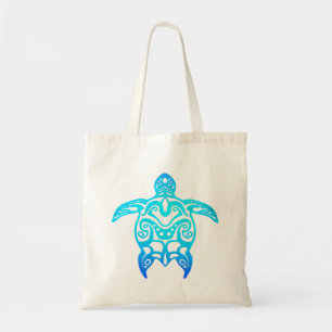 Ocean Blue Tribal Turtle Tote Bag