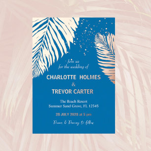 Ocean Blue Tropical Palms Beach Wedding Gold