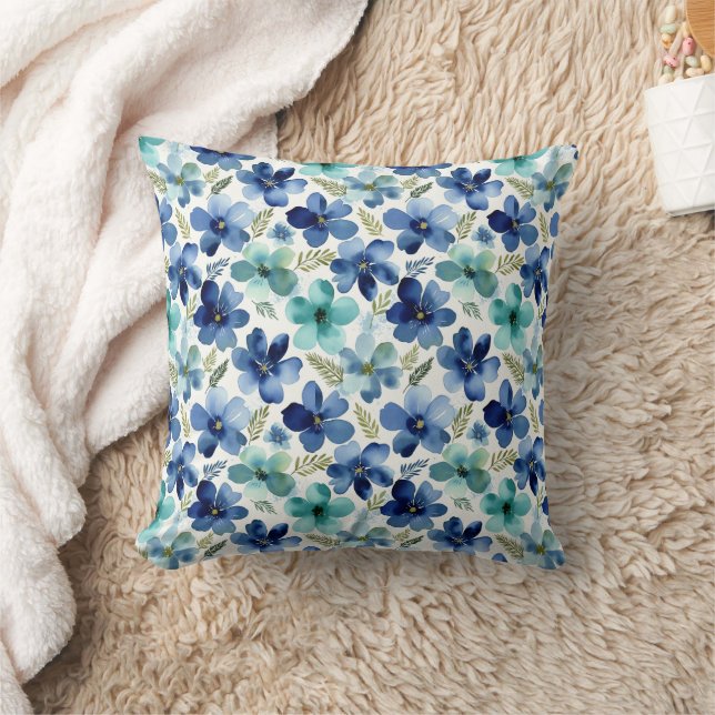 Ocean Blue Tulip Waves Cushion (Blanket)
