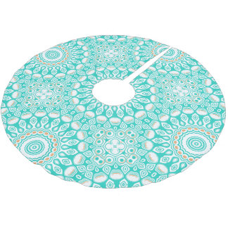 Ocean Blue Turquoise Medallion Brushed Polyester Tree Skirt
