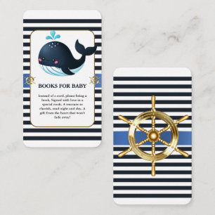 Ocean Blue Under the Sea Kawaii Whale Baby Shower Enclosure Card