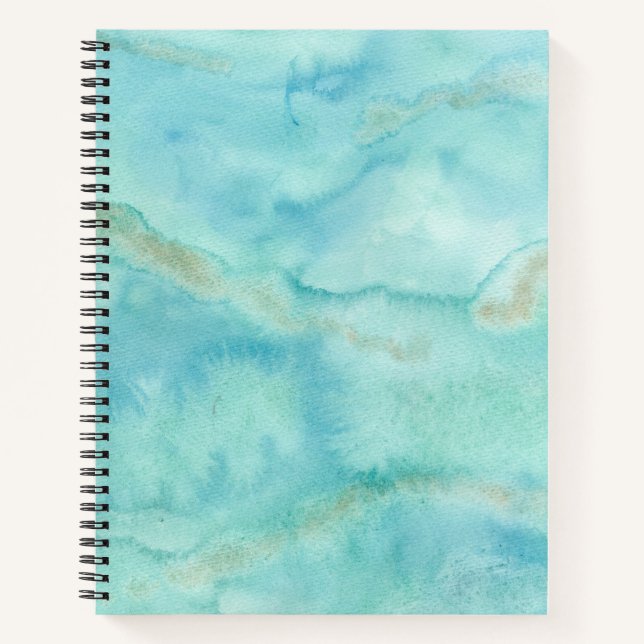 Ocean Blue Watercolor Beachy Cool Notebook (Front)