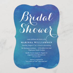 Ocean Blue Watercolor Bridal Shower Invitation