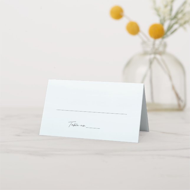 Ocean blue watercolor destination wedding place card (Front)