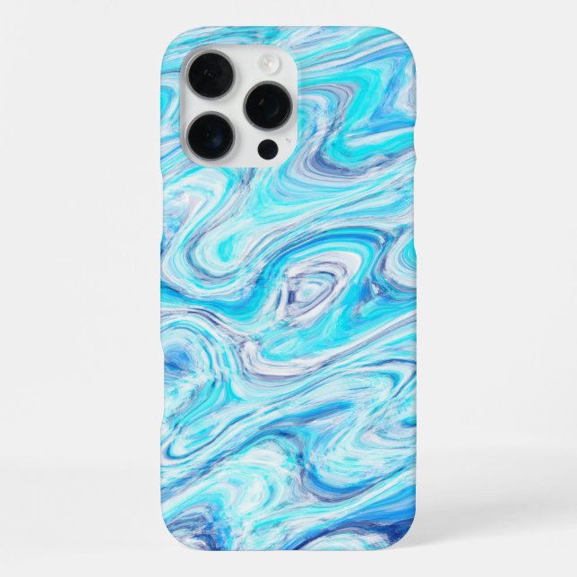 Ocean Blue Wave Marble Texture Abstract Liquid iPhone Case (Back)