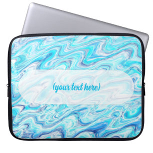 Ocean Blue Wave Marble Texture Abstract Liquid Laptop Sleeve