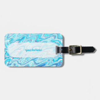 Ocean Blue Wave Marble Texture Abstract Liquid Luggage Tag