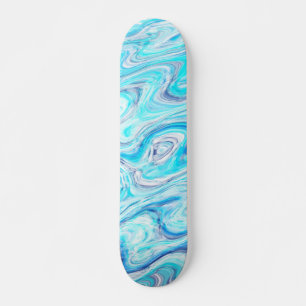 Ocean Blue Wave Marble Texture Abstract Liquid Skateboard