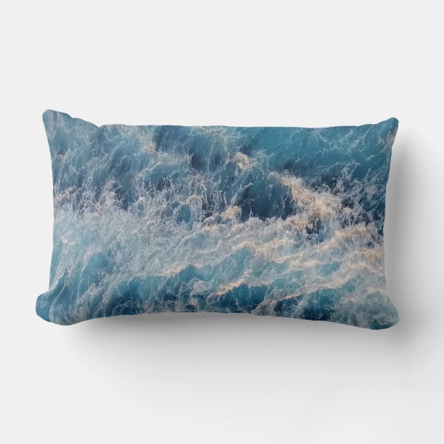 Ocean Blue Waves Lumbar Cushion (Front)