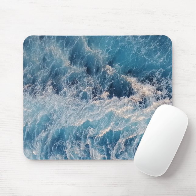 Ocean Blue Waves Mouse Pad (With Mouse)