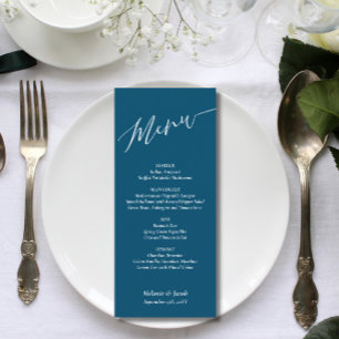 Ocean Blue Wedding Flat Menu Card