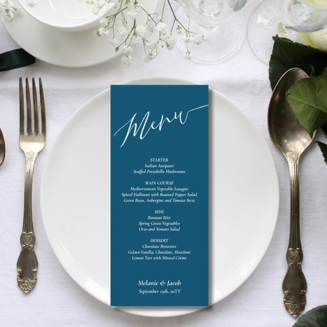 Ocean Blue Wedding Flat Menu Card (Creator Uploaded)