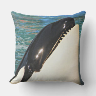 Ocean Blue Whale Peek Moment Outdoor Cushion