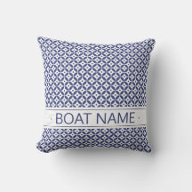 Ocean Blue & White Small Geometric Pattern. Boat