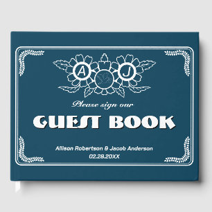Ocean Blue & White Wedding Guest Book