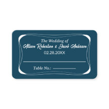 Ocean Blue & White Wedding Table Number place card