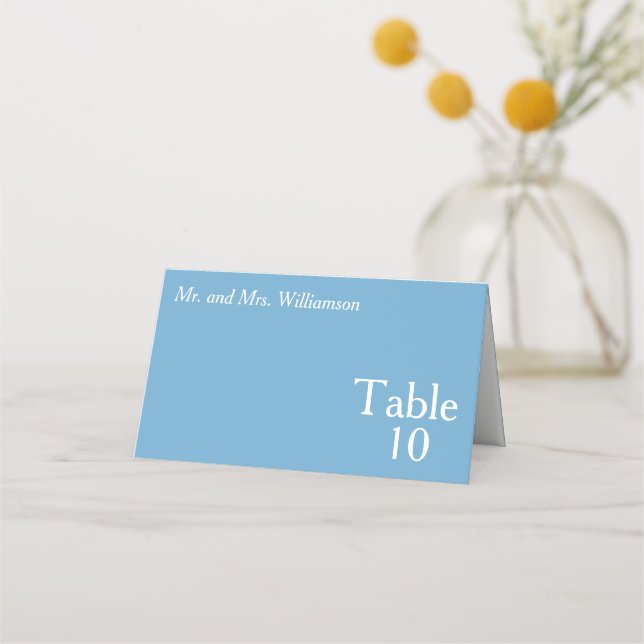Ocean Blue White Wedding Table Number Place Card (Front)