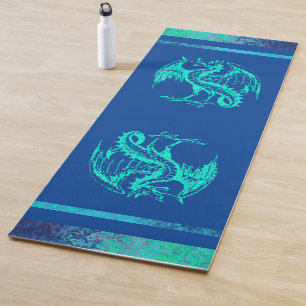 Ocean blue wild dragon yoga mat
