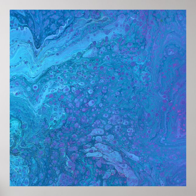 Ocean Breeze 2 Soothing Blue Abstract Poster Print (Front)