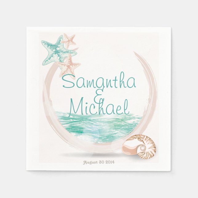 Ocean Breeze Beach Wedding Napkin (Front)