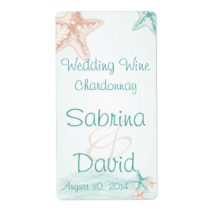 Ocean Breeze Beach Wedding Wine Label