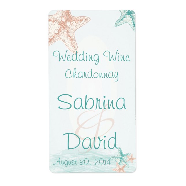 Ocean Breeze Beach Wedding  Wine Label (Front)