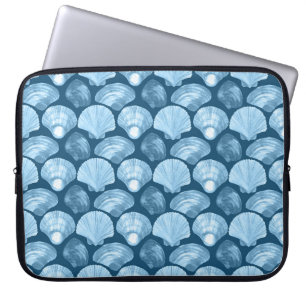 Ocean Breeze Blue Seashell Laptop Bag