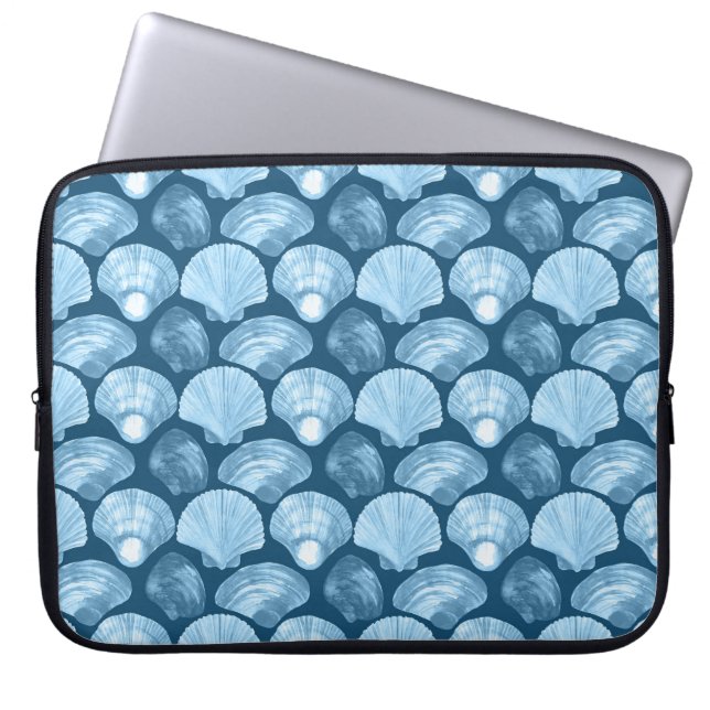 Ocean Breeze Blue Seashell Laptop Bag (Front)