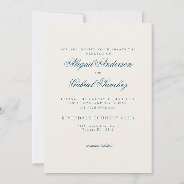 Ocean Breeze Cream Background Wedding Invitation (Front)