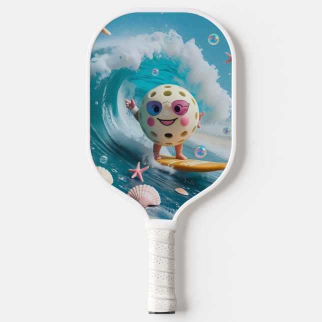 Ocean Breeze Pickleball – Cute Surf & Seashell Pad Paddle (Front)