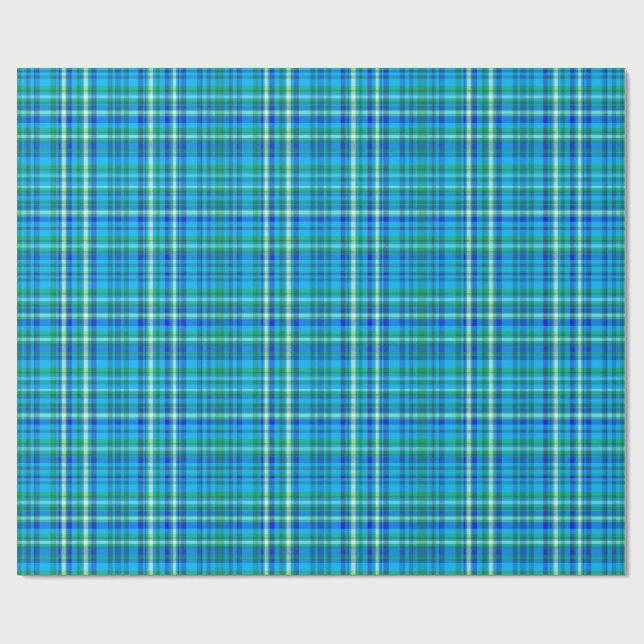 Ocean Breeze Plaid Wrapping Paper (Flat)