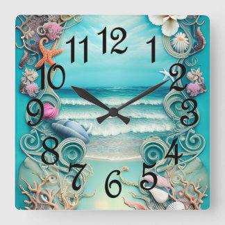 Ocean Breeze Square Wall Clock