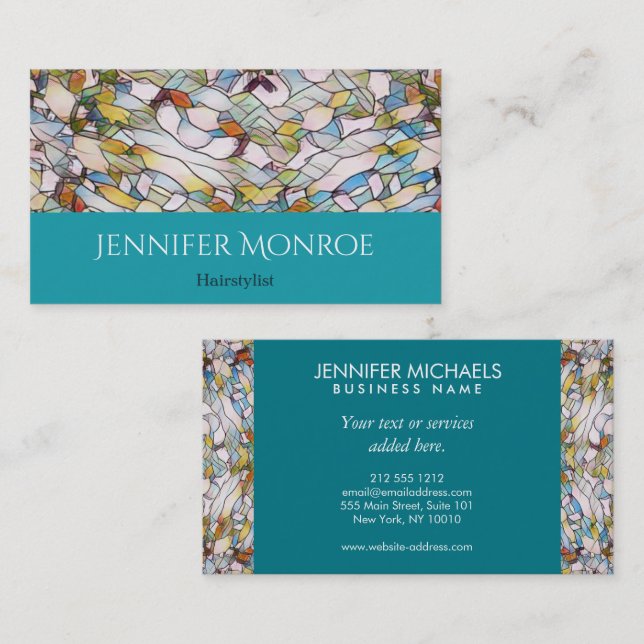 Ocean Breeze Stained Glass Hairstylist Business Card (Front/Back)