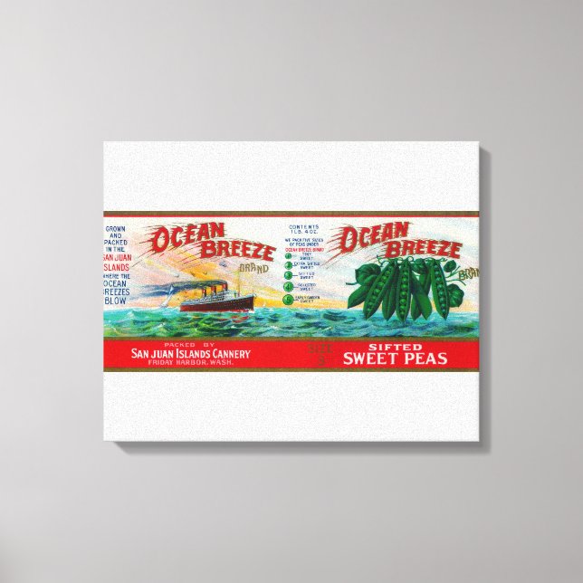 Ocean Breeze Sweet Peas Label Canvas Print (Front)
