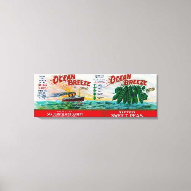 Ocean Breeze Sweet Peas Label Canvas Print (Front)